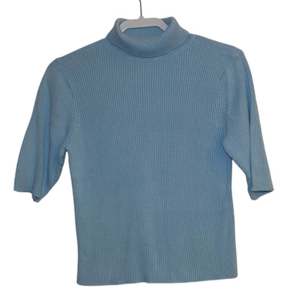 X150 Chandler Hill Blue Turtleneck Ribbed Sweater Size Large